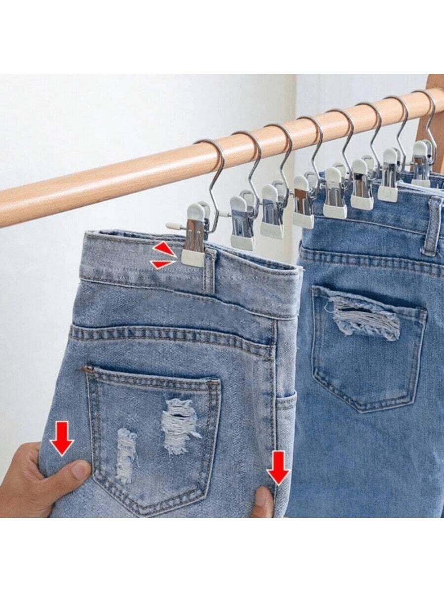 50/40/30/20/15/10/5 Pieces Of Stainless Steel Clothes Clip, Laundry Clothes Nail With Hook, Boot Hangers For Closet, Clips With Hooks, Portable Hanging Clothes Clip, Wardrobe Organizer, Multi-Function Single Clip Clothes Hanger, Bootleg Clip, Seamless Hooks Fabric Organizer For Pants, Hats, Skirts, Socks, Shoes Dress Pants Shoes Jeans Boots Skirt