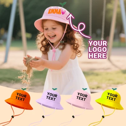 Personalized Children's Hats, Customized Name Bucket Hats, Suitable For Camping, Vacation, Travel, And Providing Sun Protection. Adorable Cartoon Hats.