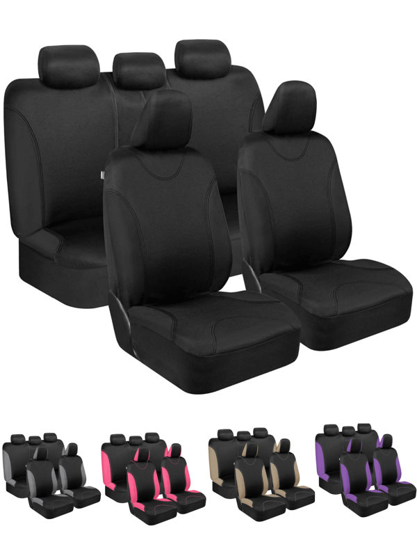 Seat Covers For Cars Full Set, Two-Tone Front With Matching Back Car Seat Cover–Front And Rear Split Bench For Cars, Easy To Install Cover Set, Made To Fit Most Auto Truck Van SUV, Interior Car Accessories (Front Row Two Seats 4pcs / Full Set Of Five Seats 9pcs)