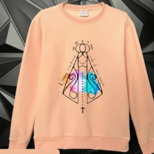 moleton unissex Nossa Senhora Aparecida,moda cristã,católica,plus size - Pêssego - Visão 1