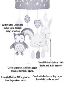 卡通音乐床铃，手动音乐床铃，节日和生日玩具礼物圣诞节复活节万圣节礼物圣诞节复活节万圣节礼物婴儿洗澡 - 彩色 - 查看 3