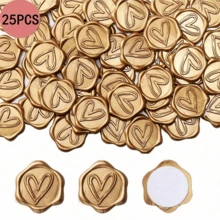 25/50/100 件古铜金心形/情侣戒指/桉树蜡封贴纸 - 自粘塑料信封封条，适用于婚礼、生日、圣诞派对 - 优雅浮雕心形设计，适用于邀请函和卡片、心形贴纸 - 棕色 - 查看 16