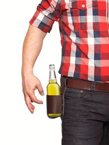 1pc Classic PU Leather Bottle Holster Bottle Holders Belt Waist Bag, Beer Bottle Case,Perfect For Travel, Outdoor, And Backyard,Creative Portable Mountaineering Outdoor Waist Bag - Brown - View 5