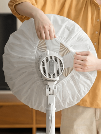 1pc 18-Inch White Semi-Enclosed Fan Dust Cover, Waterproof, Moisture-Proof And Dust-Proof, Easy To Install And Remove, Washable And Reusable, Keeps Fan Clean, Suitable For School, Office, Home, Travel, Etc., Can Be Stored In Storage Bag, Great Christmas Holiday Gift