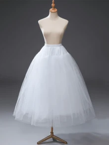 1 件女士 4 层硬质薄纱无骨及地衬裙，适用于新娘婚纱，白色衬裙箍裙，洛丽塔角色扮演服装配饰，可调节直径女士秋季服装 - 白色 - 查看 9