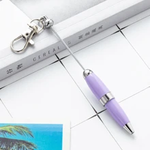 1-5pcs Colorful Creative Cute Metal DIY Bead Mini Short Glittering Crystal Diamond Pen With Key Ring,Office Portable Pocket Pens With Beaded ,Lobster Clasp Keychain Ballpoint Pendant Pens For DIY, Could Hang On Schoolbag Or Handbag ,Suitable For Office ,Students,Girls,Lady ,Women,Gift For Party Favors ,Brthday , Prizes,Valentines'Day,Teachers'day,Back To School