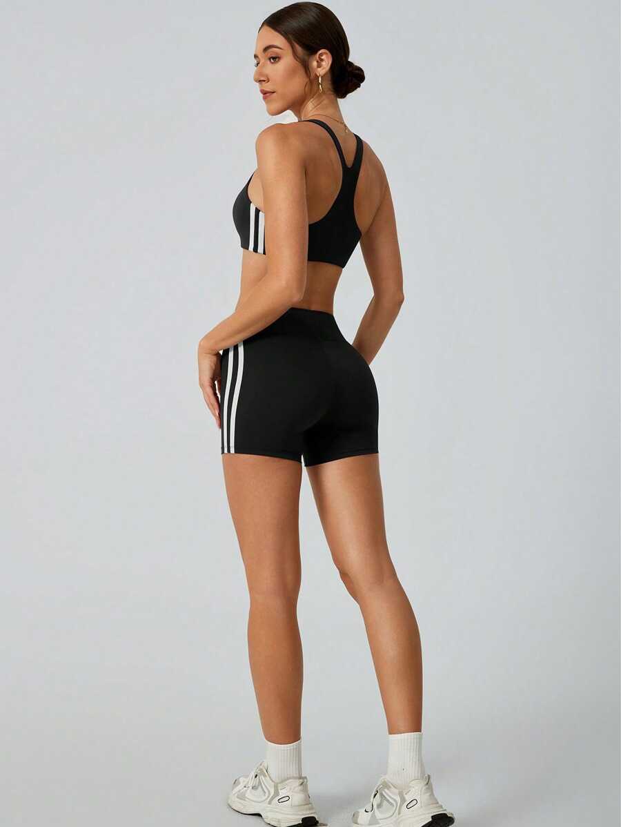 NcmRyu 1 Stück Damen Mode Yoga Pilates Lauf Training Fitness Lässig Sport BH und Shorts Set, Frühling/Sommer