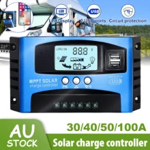 30/40/50/100A MPPT Solar Charge Controller 12V/24V Dual USB 5V/2A LCD Home Use - Blue - View 1