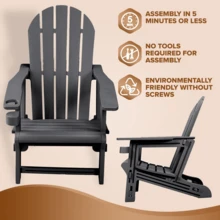 Adirondack Chairs - HDPE Weather Resistant, No Tools And Hardware Required 5-Minute Assembly, Patio, Firepit Or Lawn Chairs, Black - màu đen - Xem 2