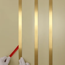 1Roll 197in Mirror Self-Adhesive Flat Decorative Lines Strip Stainless Steel Gold Wall Sticker Background Wall Study Ceiling Edging