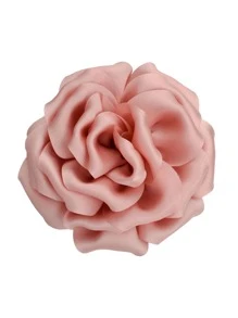 1 pièce Accessoire de mode européen Fleur de lotus rose en tissu, rose séché tridimensionnel avec dos en satin. Pince de canard à double boucle et fixation double, convient pour un port quotidien pour dames.