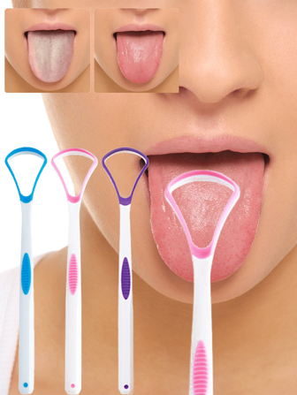 3pcs/5pcs/10pcs This Tongue Cleaner Is Designed To Effectively Remove Bacteria, Food Debris, And Odor - Causing Substances From The Tongue Surface. As Shown In The Comparison Pictures, It Can Transform A Dirty - Looking Tongue Into A Clean And Healthy - Looking One, Significantly Improving Oral Hygiene And Reducing Bad Breath.