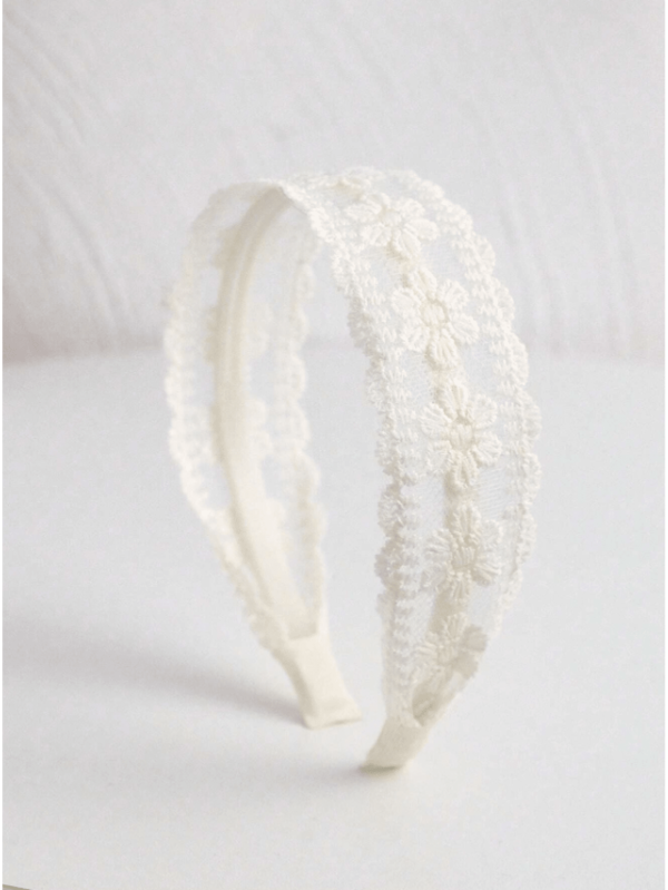 1pc White Embroidered Lace Headband Wide Headband Suitable For Women And Girls, Vintage Floral Embroidered Headband Fashionable Lace Headband Bohemian Headband Hair Accessories Hairband Diadema Hair Hoop