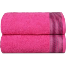 Ultra Soft 2 Pack Oversized Bath Towel Set 28x55 Inches, 100% Cotton Large Bath Towels, Ultra Absorbant Compact Quickdry & Lightweight Towel, Ideal For Gym Travel Camp Pool - Brown - Hot Pink - View 1