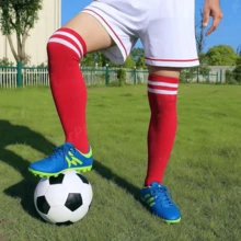Kit 4 Pairs Of Adult Striped Sports Football Socks - Red - View 4