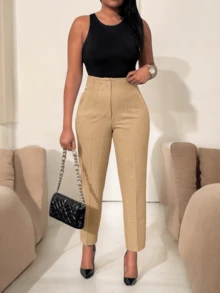 Women Pants - Khaki - View 2