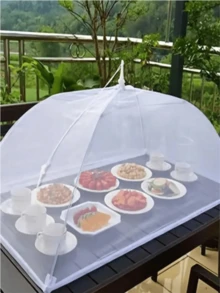 1 pieza Carpa de malla blanca grande plegable y lavable, adecuada para picnics, BBQ, fiestas y comidas al aire libre - Accesorio de cocina antiinsectos - Blanco - Ver 2