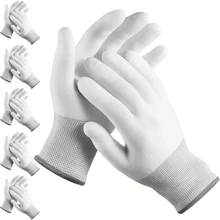 20-Pack Heavy Duty Nylon Work Gloves With PU Coated Palms & Fingers - Breathable Knit, Anti-Slip Grip, Reinforced Stitching - Elastic Cuff, Machine Washable, Individually Wrapped Pairs For Construction, Warehouse, Landscaping, Mechanics, DIY Projects (12 Pairs/Bulk Pack)