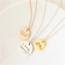 Collar con dije del texto de la escritura a mano real personalizada, dije de disco con escritura a mano personalizada, charms personalizados para planificador, ramos de boda, regalos conmemorativos