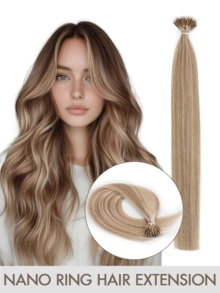Caramel Brown To 613 Blonde Nano Ring Hair Extensions Nano Hair Extensions Human Hair Pre Bonded Cold Fushion Natural Nano Tips Extensions Nano Bead Hair Extensions Human Hair Invisible Nano Ring Hair Extensions Nano Tip Hair Extensions Real Human Hair For Natural Look 12-24Inch - SP27/613 - View 2