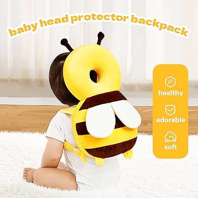 婴儿防摔头部保护枕、幼儿学步头部保护带警示提醒、透气头部保护垫、蜜蜂形防摔帽