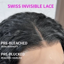 高清蕾丝卷发鲍勃假发真人发 13x4 13*6 4x4 5*5 深波浪透明蕾丝前假发预剪、预拔、预漂白结纯巴西人发无胶水波蕾丝闭合假发自然黑色耐高温纤维合成混合假发适合女性日常使用