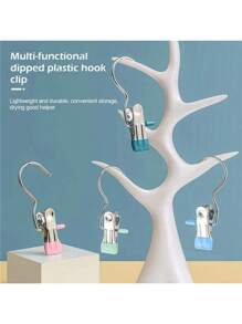20/10 Pieces Stainless Steel Clothespins, Laundry Clothes Pegs With Hooks, Closet Boot Hangers, Clips With Hooks, Portable Clothespins, Wardrobe Organizer, Multifunctional Single Clip Hangers, Boot Clips, Seamless Hook Fabric Organizer For Pants, Hats, Skirts, Socks, Shoes, Dresses, Pants, Shoes, Jeans, Boots, Skirts
