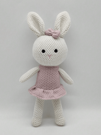 1 件 33 厘米高针织粉色可爱兔子毛绒玩偶，高品质毛绒动物，适合节日和生日礼物