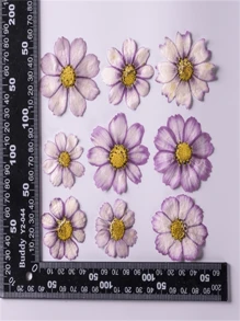 12pcs/Set Pressed Dried Chrysanthemum Flowers, DIY Real Flower Plant Specimen Bookmarks, Creative Face Decor