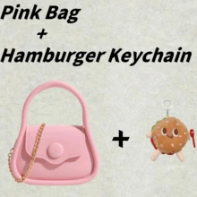 Pink Bag+Hamburger Keychain