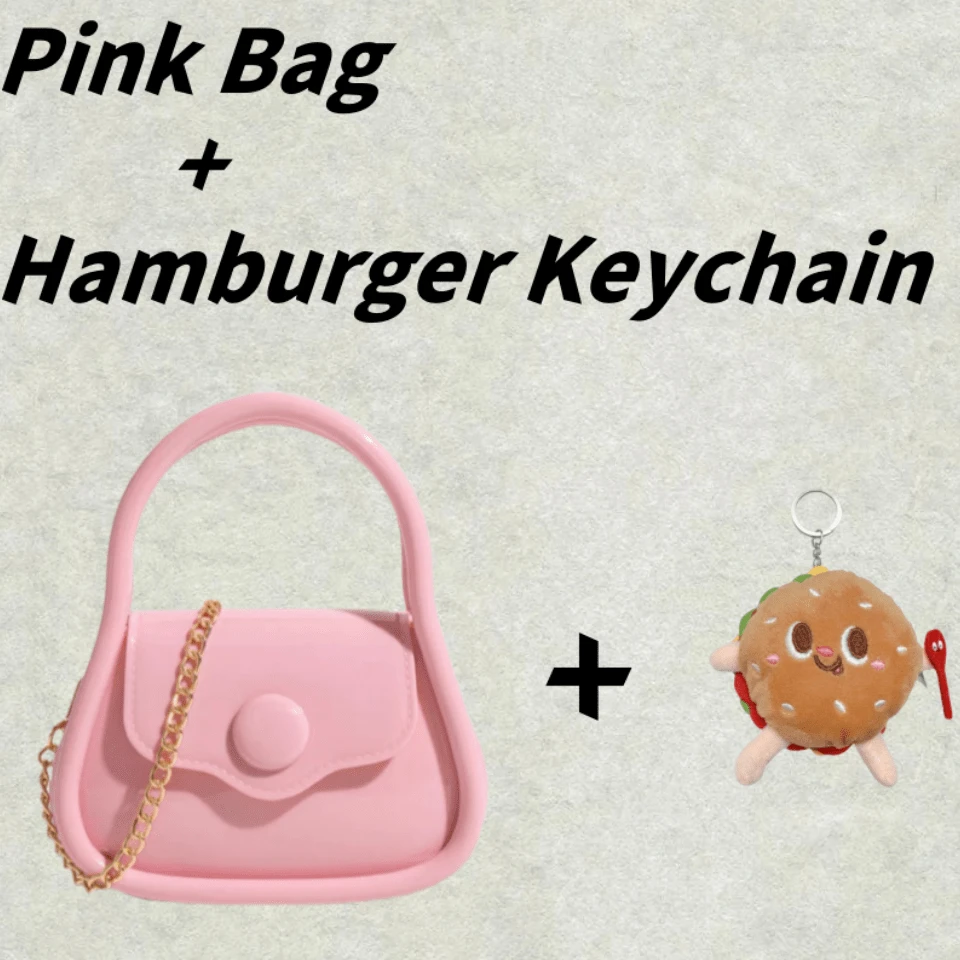 Magnetic Snap Closure Messenger Small Jelly Shoulder Bag For Women Fashion  Candy Color Square Bag Satchel Ladies Daily Outdoor Purses Handbag With Hamburger Keychain