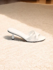 Damen Einfarbige Offene Zehen High Heel Sandalen, Modischer Sommer High-End - Weiss - Übersicht 2