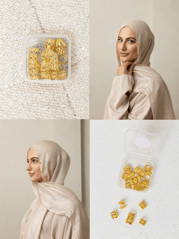 20pcs/ Box Hijab Scarf Rings, Hollow Scarf Clips Pins For Hijabs, Hair Braid Rings, Hijab Accessories