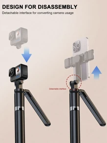 Asta per selfie telescopica pieghevole portatile in lega da 170 cm/66,9 pollici con supporto per telefono cellulare, telecomando Bluetooth, rotazione a 360°, anti-shake, adatta per riprese video e registrazione della vita quotidiana
