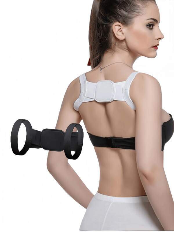 1/2 piezas Corrector de postura, Soporte de mejora de postura imperceptible para adultos, Soporte para la espalda y los hombros, Soporte de postura para la forma de la espalda y el pecho, Cinturón moldeador corporal, unicolor de poliéster, Accesorios de sujetador, Sin batería