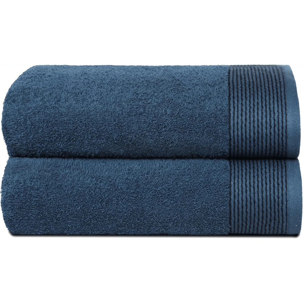 Ultra Soft 2 Pack Oversized Bath Towel Set 28x55 Inches, 100% Cotton Large Bath Towels, Ultra Absorbant Compact Quickdry & Lightweight Towel, Ideal For Gym Travel Camp Pool - Brown - Mineral Blue - 查看 1