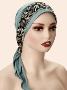 1 diadema elástica de encaje bordado para mujeres, diadema de moda de seda súper suave y fácil de cuidar para el cabello diario, gorro antipolvo, gorro de cabeza, turbante