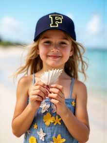 قبعة بيسبول مطرزة بالأحرف من A إلى Z قابلة للتعديل للأولاد والبنات، قبعة شمس كاجوال للخارج، لون عظمي، للأعمار من 8 إلى 16 سنة - أزرق بحري - مشاهدة 5