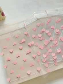 100pcs Creative Transparent Heart-Shaped Self-Adhesive Packaging Bags For Cookie S, Candies, And Desserts, Suitable For Gifts And Favor Packaging, Ideal Valentine's Day, Weddings, And Other Celebrations - Multicolor - View 9