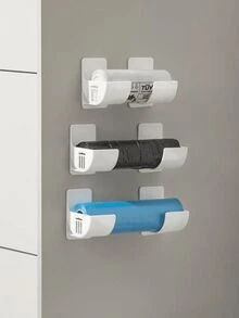 2pcs Wall-Mounted Plastic Storage Rack, Punch-Free Garbage Bag Storage Rack, Can Be Fixed On The Side Of The Refrigerator Or Cabinet, Kitchen Plastic Wrap, Garbage Bag Storage Rack, Storage Rack, Kitchen Supplies - Multicolor - View 8