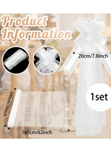 10/5/1 Conjunto Decoração de Tule de Borboleta para Casamento, Laço Grande Branco com Decoração de Tecido Branco Transparente, Adequado para Corredor da Igreja, Decoração do Carro de Casamento, Laço Grande para Chá de Panela, Aniversário, Aniversário de Casamento