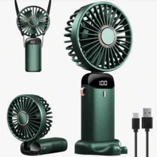 Portable Handheld Mini Fan, 800mAh Battery Operated Fan With LED Display, Handheld/Neck/Desk 3 In 1 Personal Small Fan, 90° Foldable Desk Fan With Base, 5 Speed Lash Fan Makeup Fan For Women