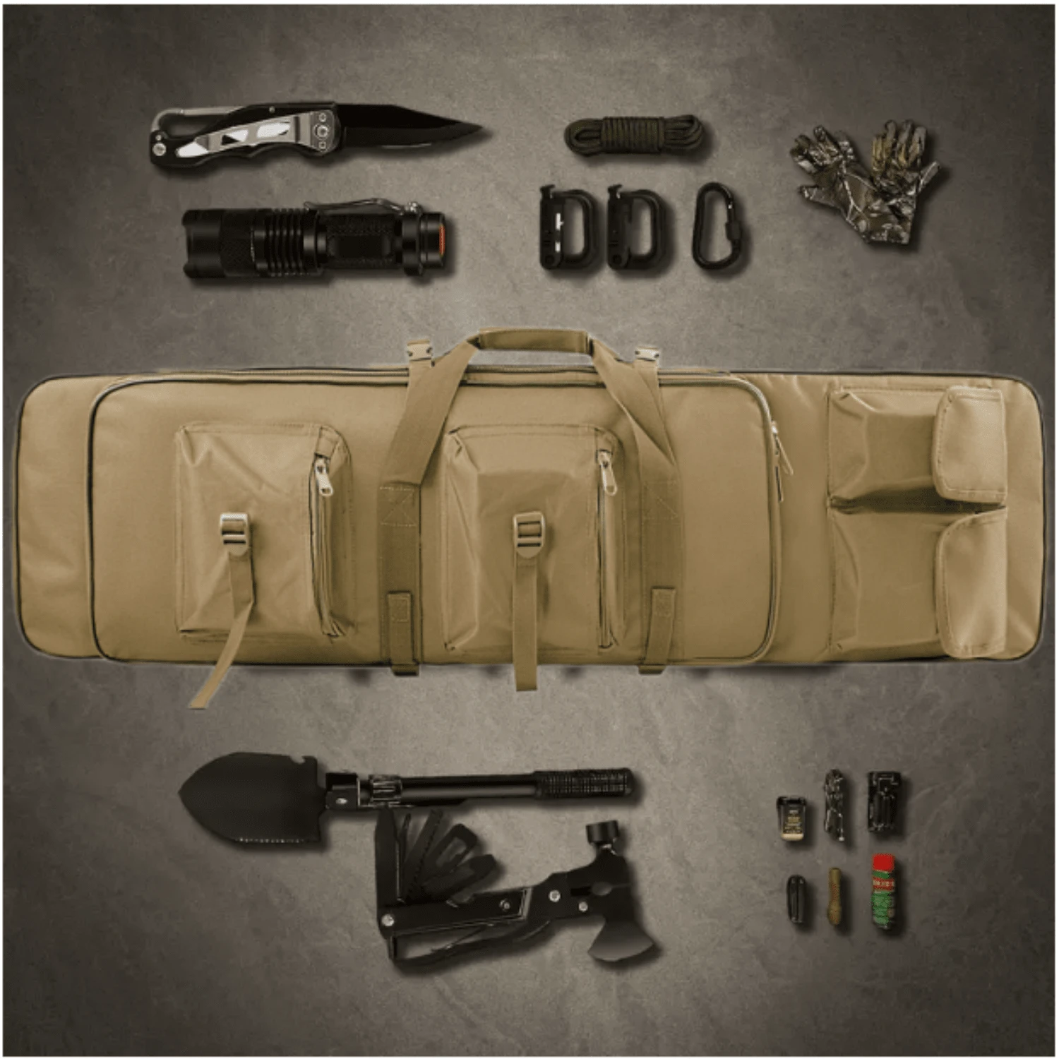 Tactical Rifle Case 47in (1.2m) Waterproof Range Bag - Khaki/Green/Black - 卡其色 - 查看 1