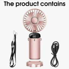 Portable Handheld Mini Fan, 800mAh Battery Operated Fan With LED Display, Handheld/Neck/Desk 3 In 1 Personal Small Fan, 90° Foldable Desk Fan With Base, 5 Speed Lash Fan Makeup Fan For Women