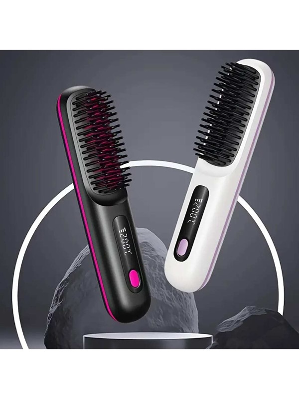 Portable Wireless Straight Hair Comb, 3 Temperature Settings, Fast Heating, Constant Temperature And Anti Scald Design, Intelligent LED Digital Display Screen, USB Charging, Exquisite And Lightweight, Perfect For Home And Travel, Ideal Gift For Women, Professional Styling Tool