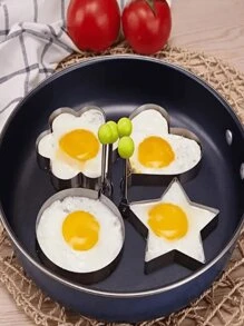 4 Stück/1 Stück Edelstahl Eierringe, Pfannkuchen- und Eierformen zum Kochen und Dekorieren, Küchenutensilien, Eierringe, Eierformen, DIY Eierformen, kreative Eierformen, Eierringe zum Kochen, Edelstahl-Unterwäsche-Formen, Brotformen, Küchenutensilien, Outdoor-Grillwerkzeuge, geeignet für Pfannkuchen, Spiegeleier usw. - perfekt für Wohnmobil-Küche, Camping und Hausgebrauch, unverzichtbares Küchengerät | Spaß Küchenhelfer | langanhaltend Kochgeschirr, Farbe und Stil zufällig