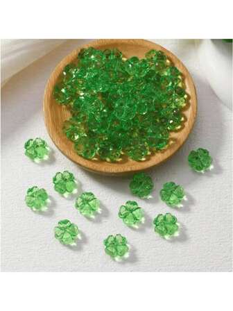 5/10/15/20/30/50/100 Pieces 3D Acrylic Clover Beads (Green), Clover Beads Can Be Used For Lucky Bracelets, Crafts, Flower Necklaces, Earrings And Other DIY Jewelry Making