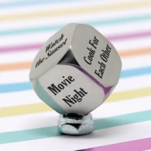 Personalized Decision Dice, Customize Couple's Anniversary Gift, Date Night Dice, Your Designs Engraved Dice Gifts For Couple, Personalized Gift For Him And Her, Jewellery With Black Gfit Box - Silver - View 6