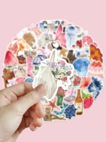 50Pcs Aesthetic Stickers Watercolor Stickers Journal Stickers Cute Stickers Cute Animal Stickers Flower Stickers Vinyl Stickers For Water Bottle,Computer,Laptop,Phone,Luggage,Notebook,Fridge