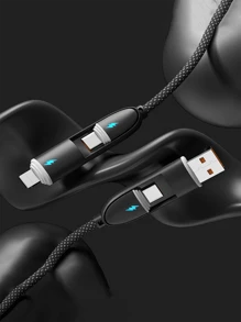 Cavo di ricarica 4 in 1 da 66W, caricatore , cavo di ricarica in silicone, compatibilità universale con dispositivi /Android/Type-C e Micro USB, ricarica portatile compatibile con , cavo di ricarica compatibile con 16/15/14/13/12/11, S24/S23/S22/S21, Vivo, universale, compatibile con 16, 16 Pro Max, 15, 15 Plus, 15 Pro, 15 Pro Max, compatibile con Redmi, compatibile con OnePlus Type C, Lightning